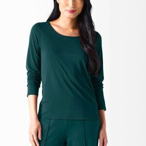 Eileen Fisher Stretch Silk Jersey Scoop Neck Top (S)